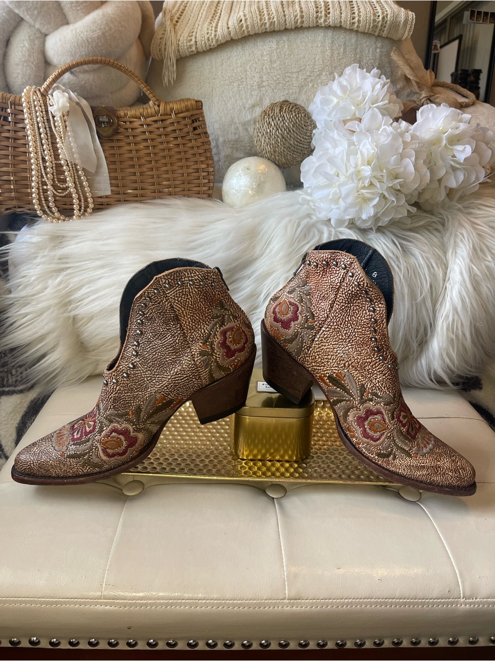 Old Gringo LIKE NEW “Janely” Leather Ankle Bootie in Yellow Tawny/Brown MSRP$355